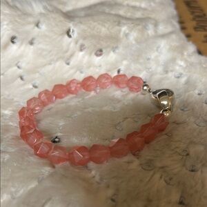 Silpada Blush Hued Stretch Bracelet, Pink Quartz New in Box